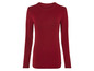Bordowy t-shirt z długim rękawem i okrągłym dekoltem.