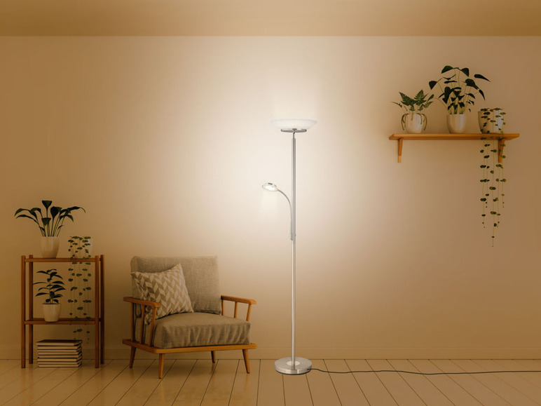 Pełny ekran: LIVARNO home Lampa podłogowa LED, szklany klosz, z lampką do czytania - zdjęcie 2