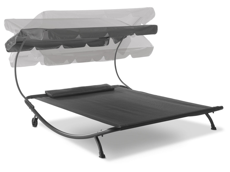Pełny ekran: LIVARNO home Podwójny leżak ogrodowy z daszkiem przeciwsłonecznym, 200 x 200 cm - zdjęcie 4