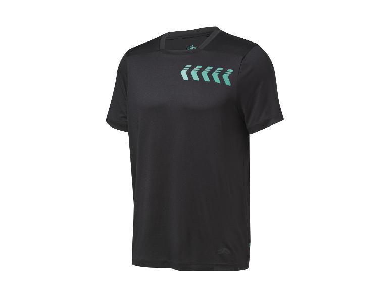 Czarny t-shirt z zielonym nadrukiem Crivit.