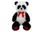 Czarno-biała pluszowa panda z czerwoną kokardą i sercami na łapach