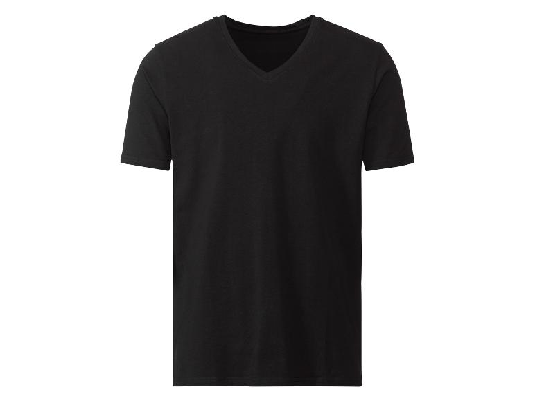 Czarny T-shirt z krótkim rękawem i dekoltem w serek