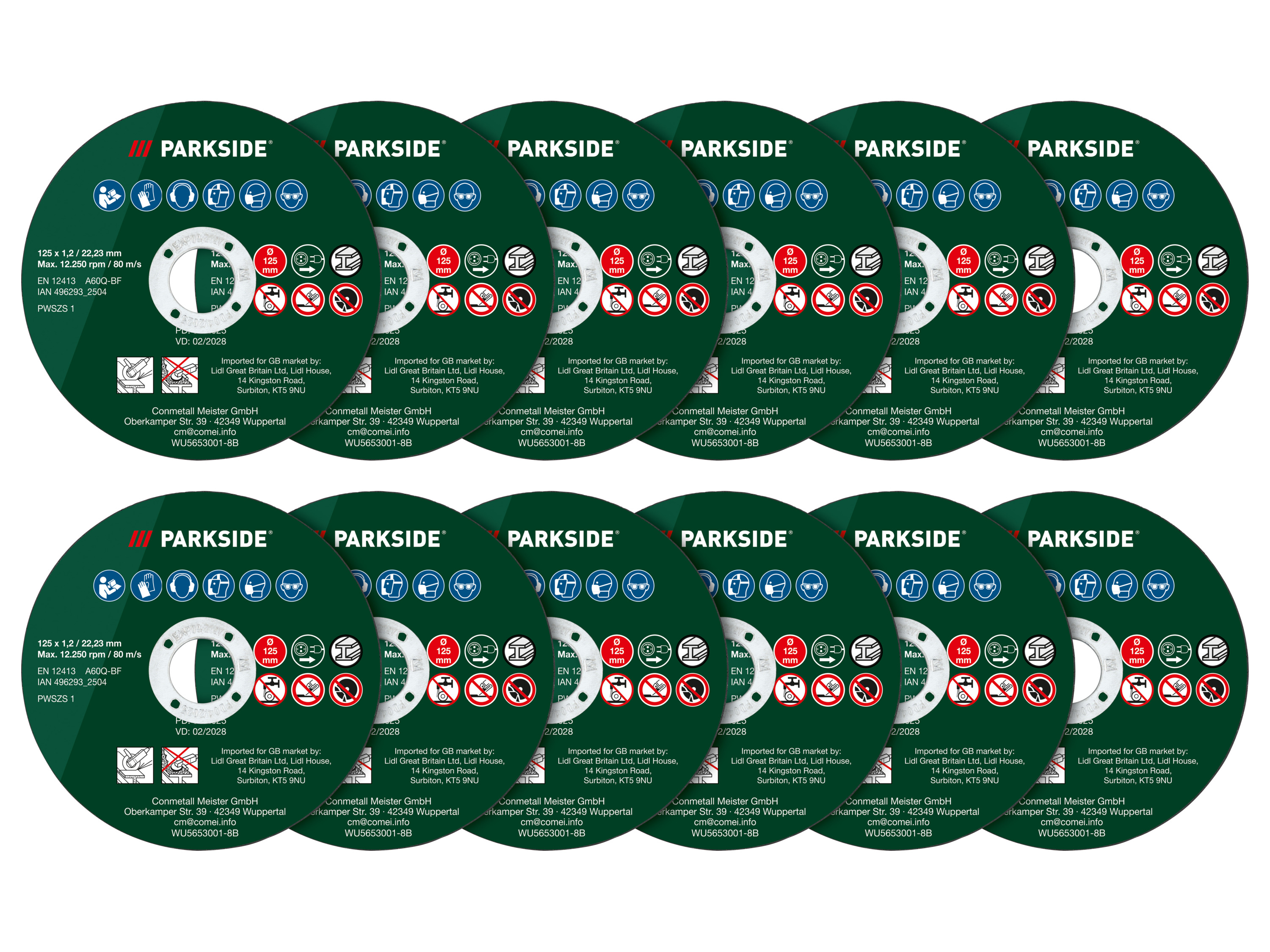 PARKSIDE® Zestaw 4 lub 12 tarcz do szlifierek kątowych, PWSZS 1 (Tarcze do cięcia, 12 sztuk)