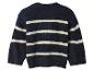 Granatowy sweter w paski z białymi paskami