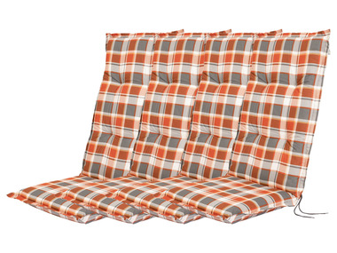 LIVARNO home Zestaw 4 poduszek na krzesła z wysokim oparciem, pomarańczowa kratka
