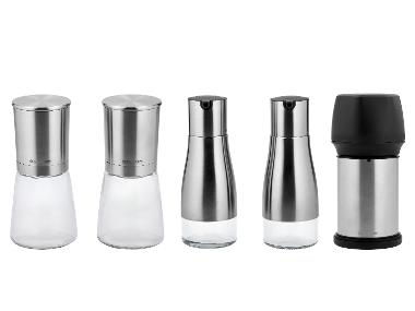 SILVERCREST® Zestaw młynków do soli i pieprzu / Zestaw dozowników do octu i oleju / Tarka