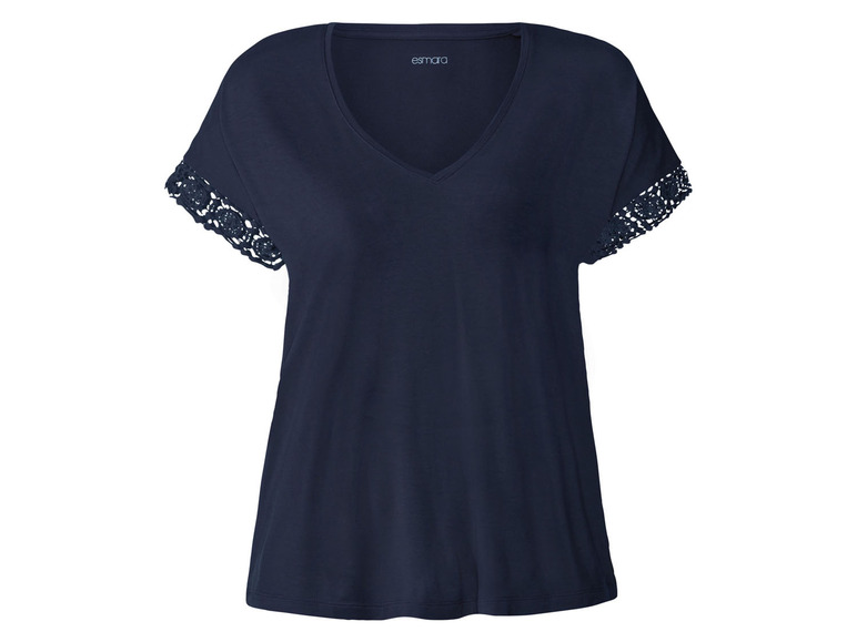 Pełny ekran: esmara® T-shirt damski z wiskozą, z ozdobną koronką - zdjęcie 2