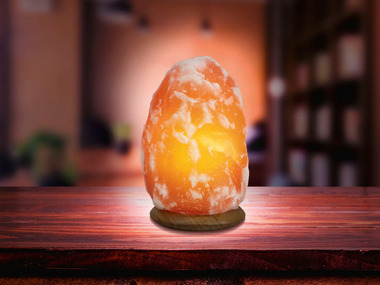 LIVARNO home Lampka solna, z drewnianą podstawą, 16 cm
