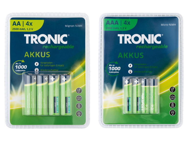 Pełny ekran: TRONIC® Zestaw 4 baterii akumulatorków Ni-MH, 1 zestaw - zdjęcie 1