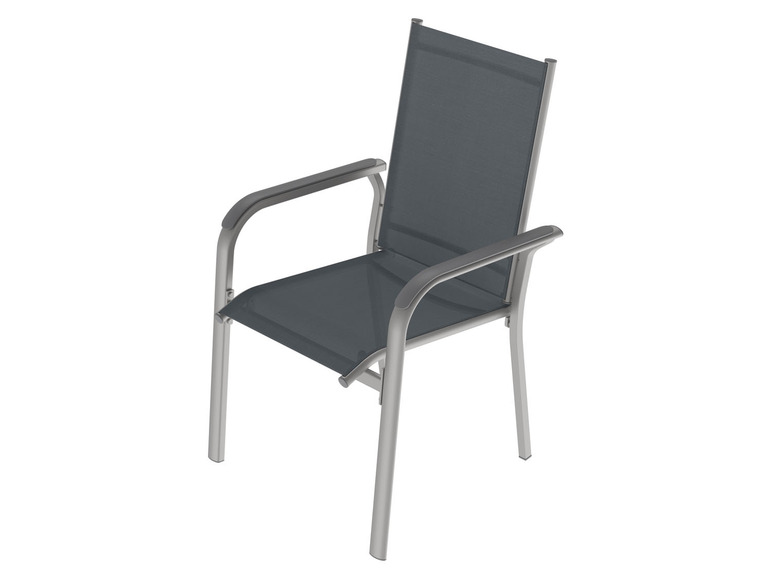 Pełny ekran: LIVARNO home Zestaw aluminiowych mebli ogrodowych Houston (stół rozsuwany + 4 krzesła sztaplowane), srebrny/ szary - zdjęcie 3