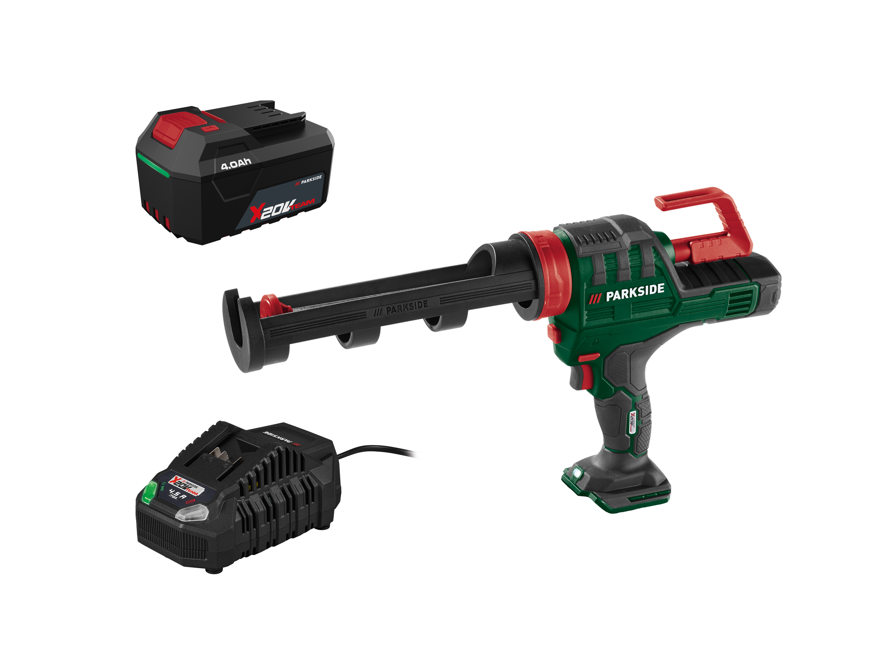 PARKSIDE® Zestaw Pistolet do kartuszy, 20 V z akumulatorem, 4 Ah i ładowarką, 4 A