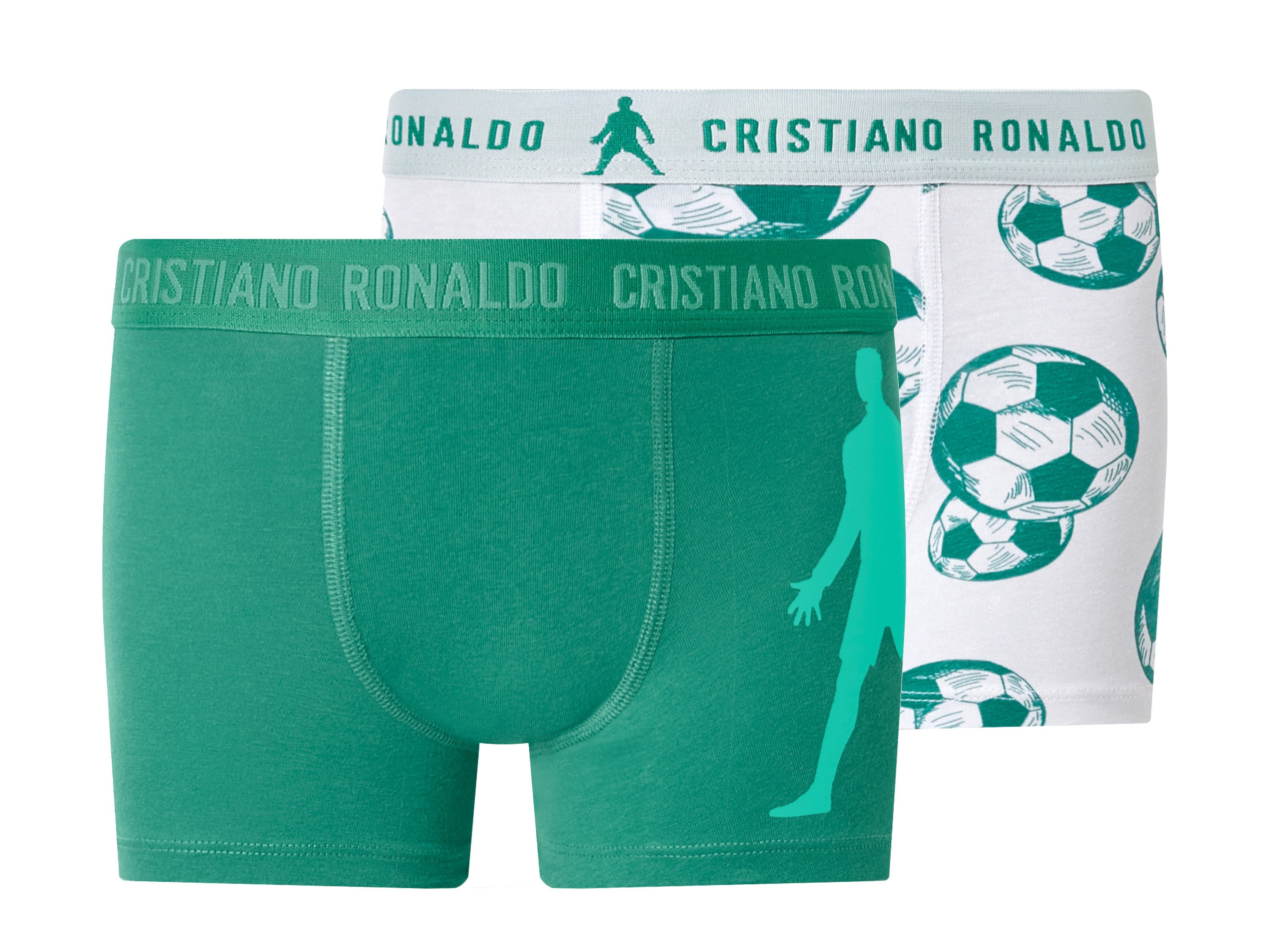 CR7 Bokserki dziecięce, 2 sztuki (Biały/zielony, 122/128)