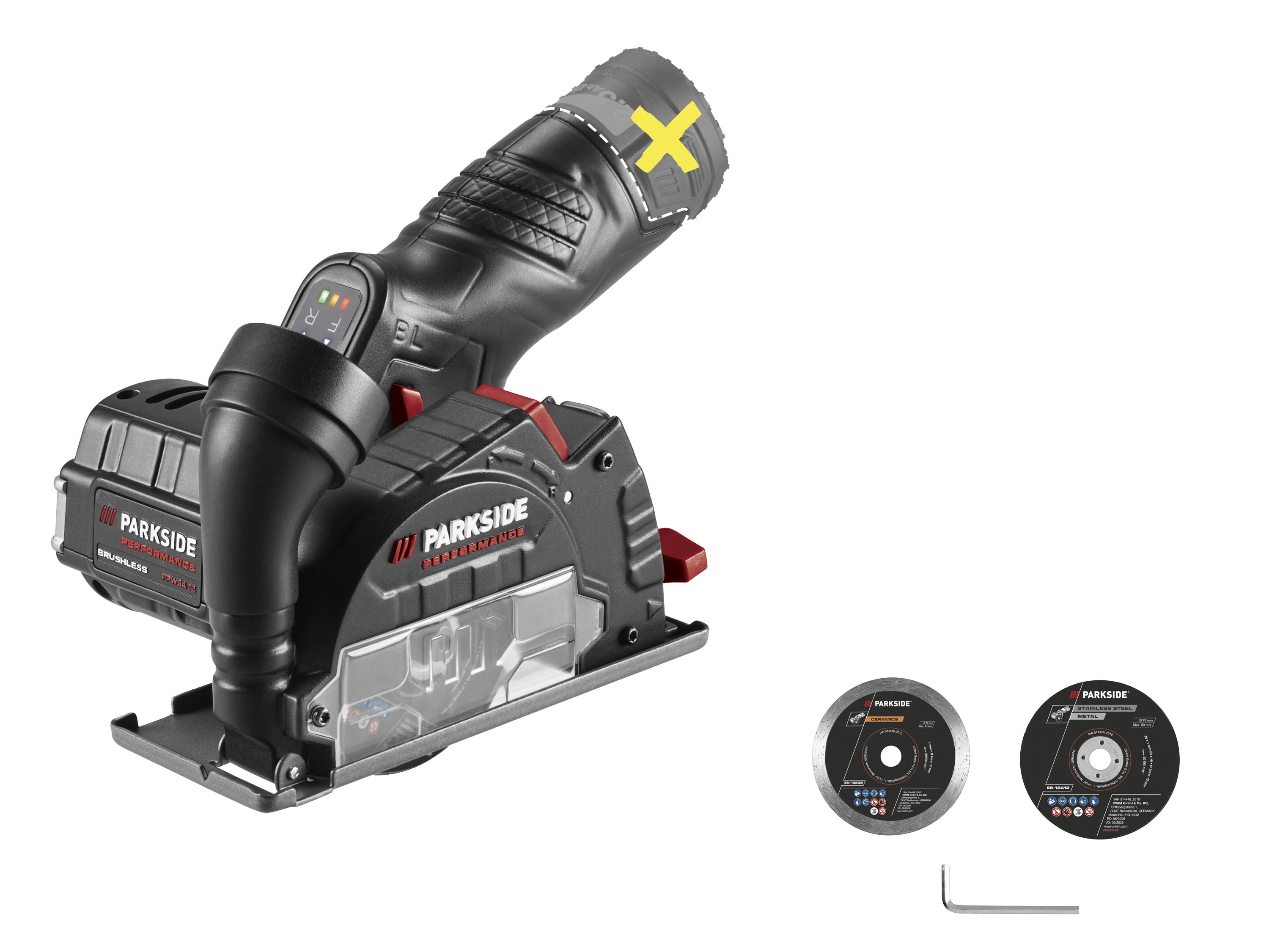 PARKSIDE PERFORMANCE® Akumulatorowa szlifierka kątowa 12 V PPWSA 12 B1 (bez akumulatora i ładowarki)