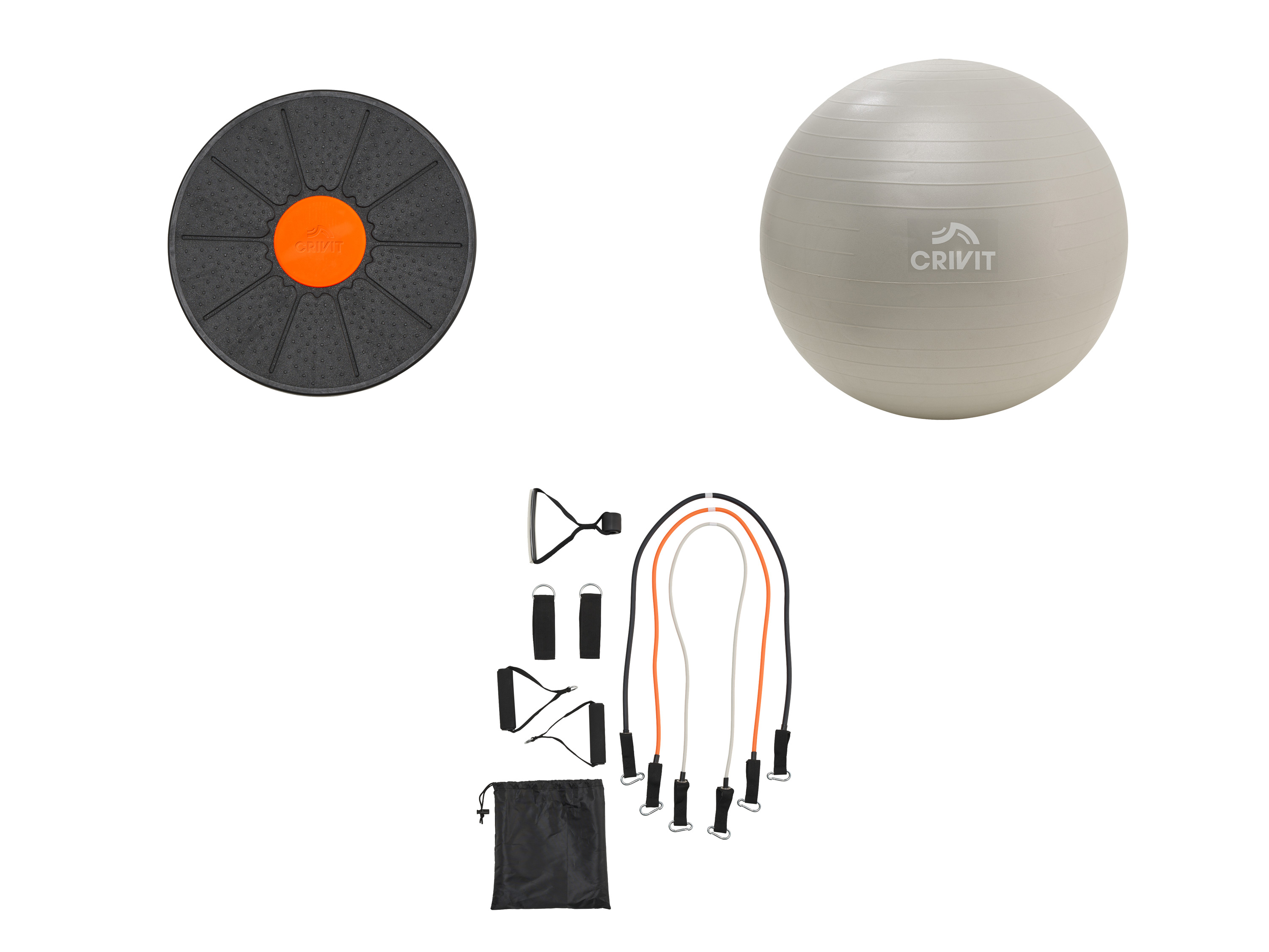 CRIVIT Deska do balansowania / Piłka gimnastyczna / Zestaw taśm fitness