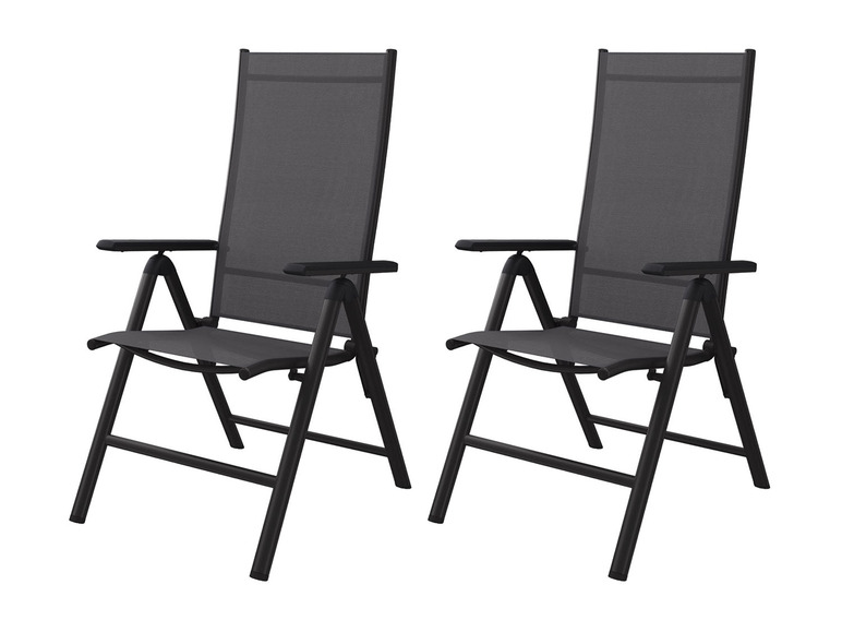 Pełny ekran: LIVARNO HOME Zestaw aluminiowych mebli ogrodowych Houston (stolik składany + 2 krzesła składane), czarny/ antracyt - zdjęcie 2