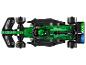 Samochód wyścigowy LEGO Aston Martin Aramco Cognizant Formuły 1, zielono-czarny, widok z góry.