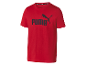 Męska czerwona koszulka Puma z czarnym logo.