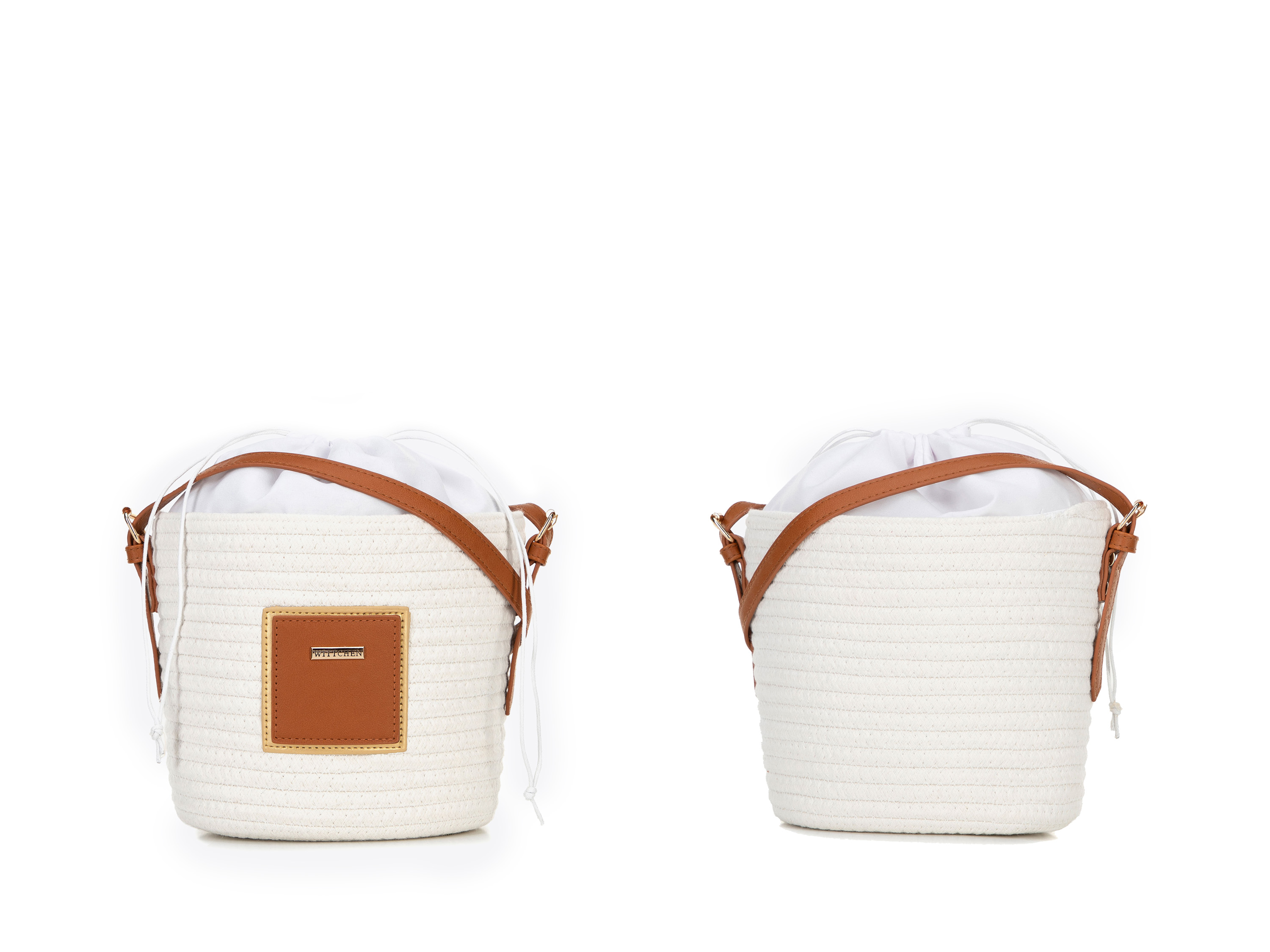 WITTCHEN Torebka / plecak damski z rafii, 27 wzorów (Torebka crossbody, mała, Biały)