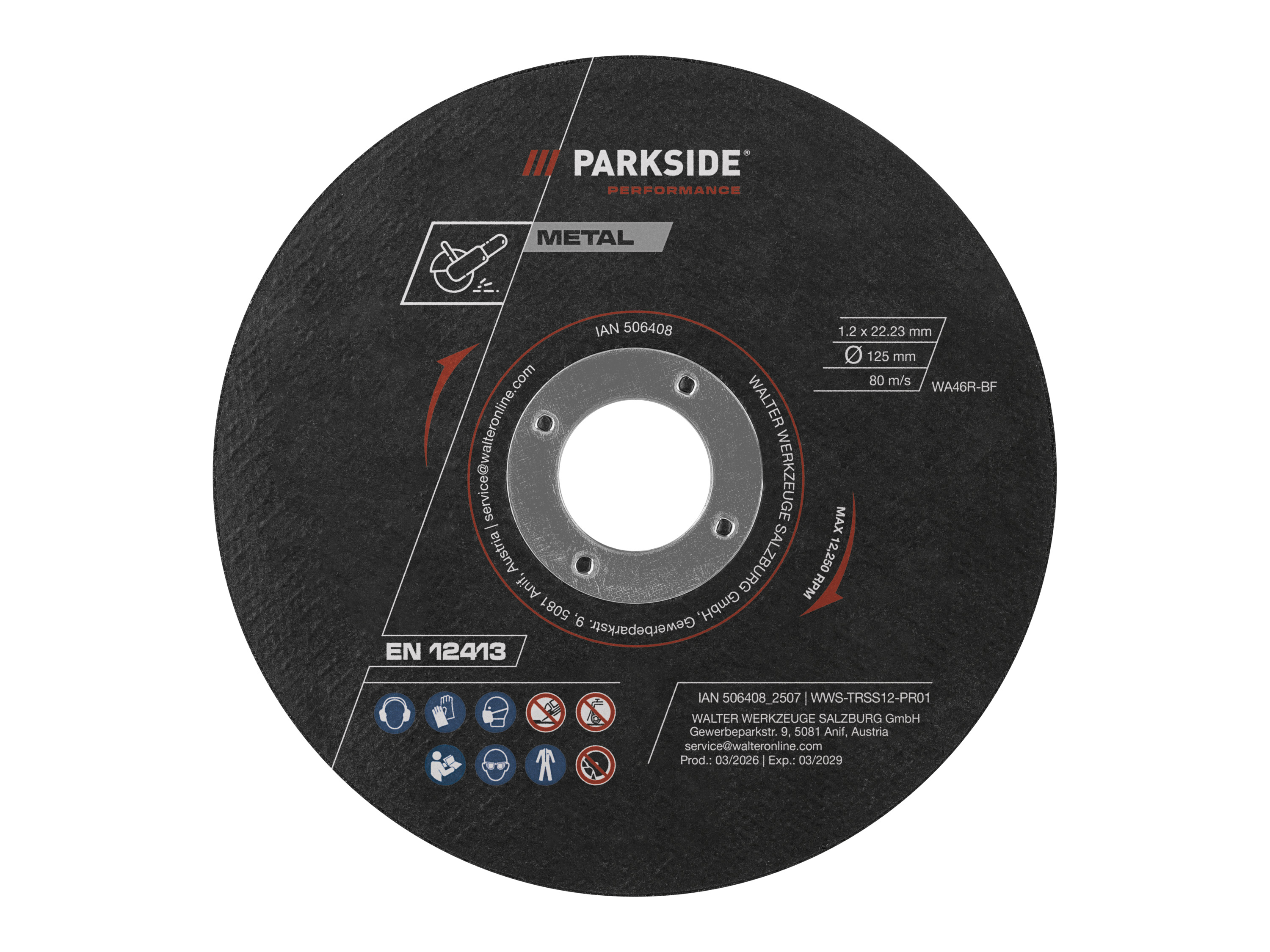 PARKSIDE PERFORMANCE® Diamentowa tarcza tnąca, 4 tarcze szlifierskie do metalu lub 12 tarcz do cięcia (Tarcza do cięcia, 12 sztuk)