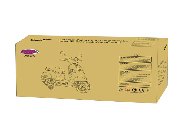 Opakowanie elektrycznego skutera Vespa dla dzieci od Jamary.