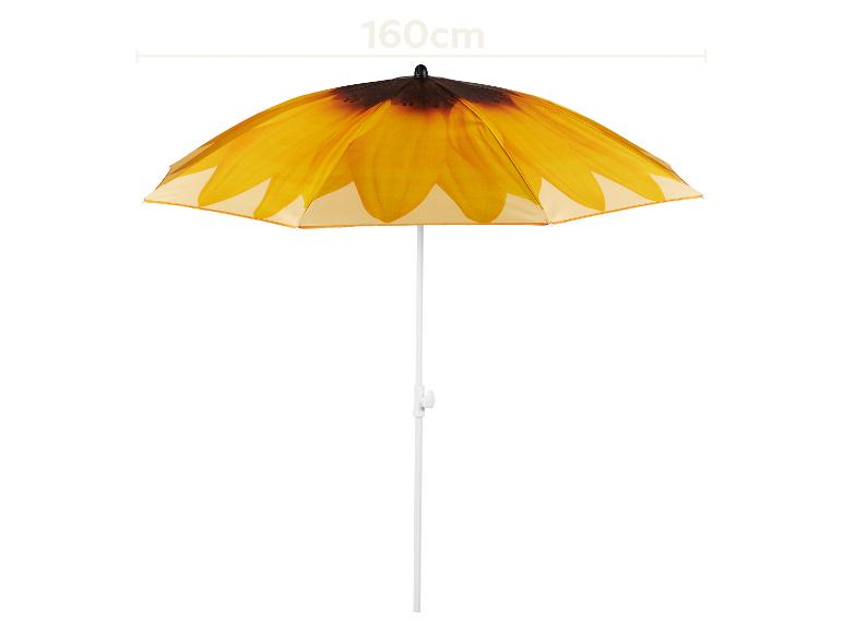 Parasol plażowy z motywem słonecznika, szerokość 160 cm.