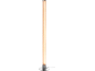 Lampa podłogowa z brokatowym cylindrycznym kloszem i chromowaną podstawą.