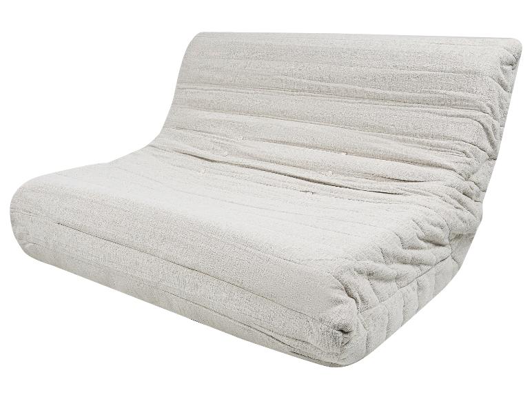 Jasnoszara teksturowana sofa podłogowa z poziomym pikowaniem