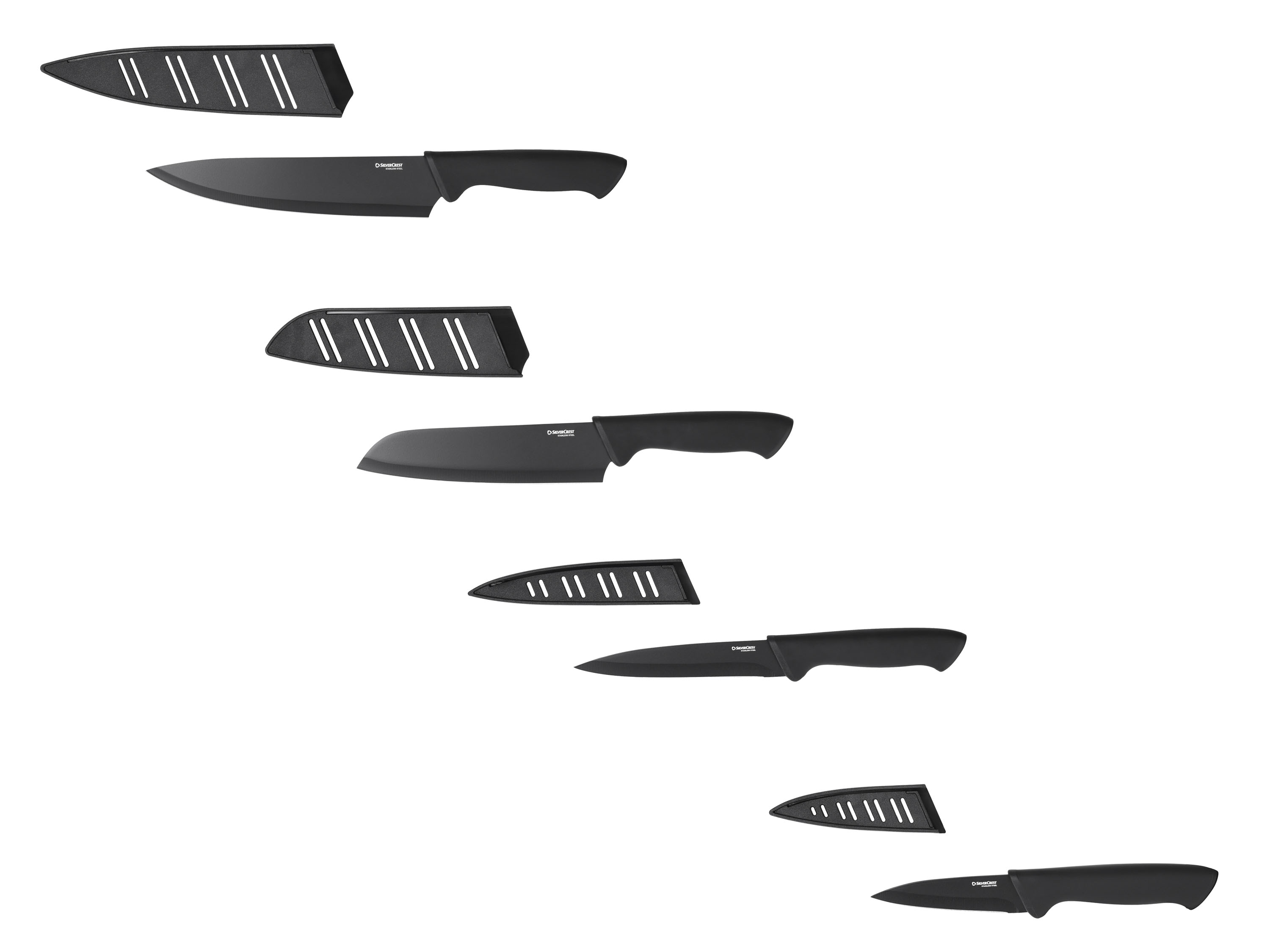 SILVERCREST® Zestaw noży ze stali szlachetnej, 4-elementowy (Czarny)