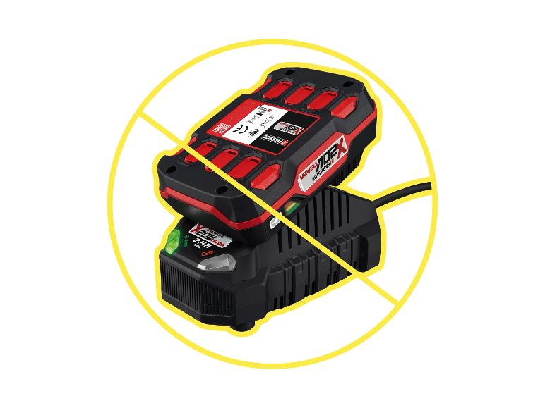 Ładowarka Parkside X20V Team z baterią.