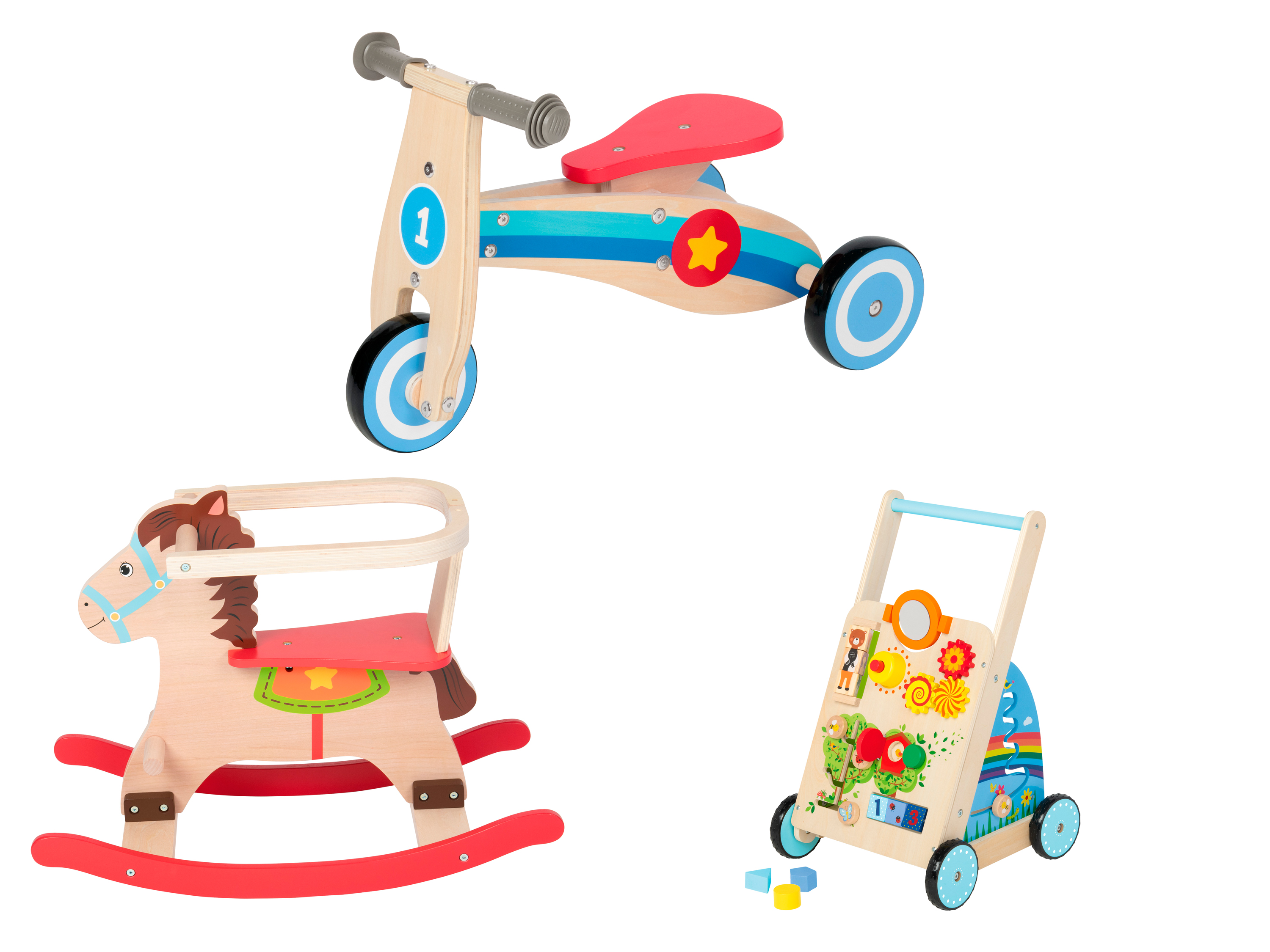 Zdjęcia - Pozostałe zabawki Playtive Rowerek biegowy, Koń na biegunach lub Chodzik pchacz, z drewna