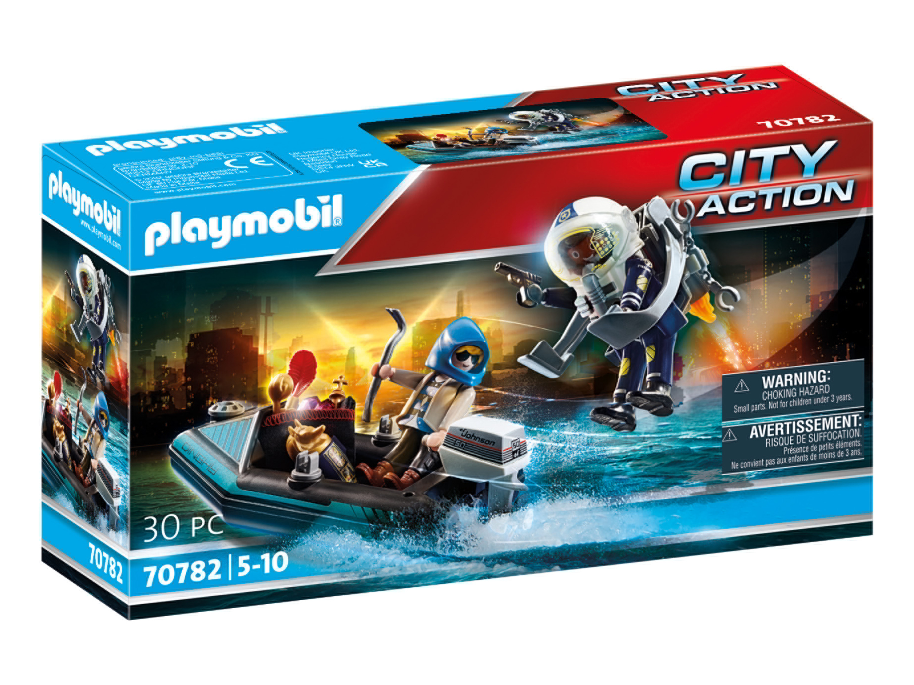 Playmobil 70782 »Policyjny plecak odrzutowy: Aresztowanie złodzieja dzieł sztuki«.