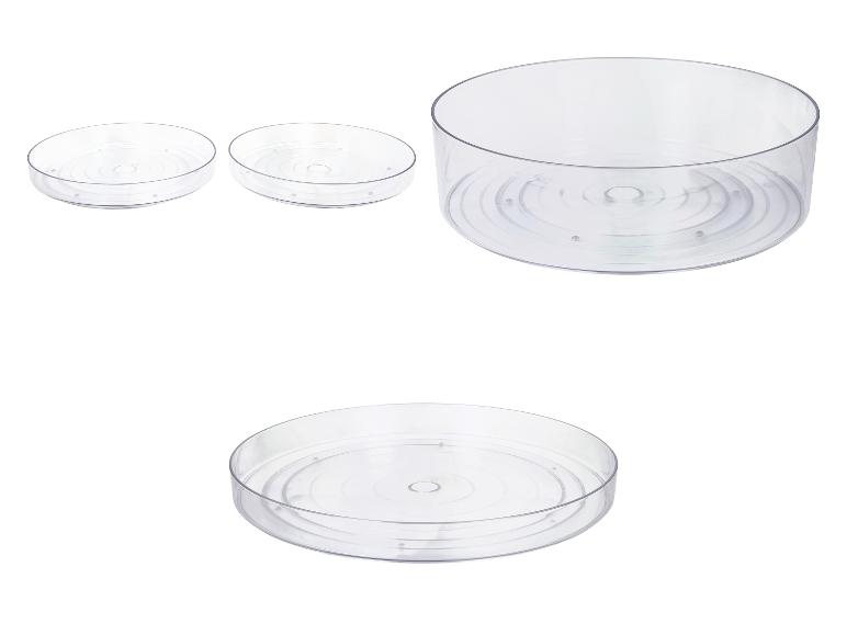 Przezroczyste, okrągłe, obrotowe tace plastikowe w różnych rozmiarach
