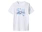 Biały T-shirt z napisem 'CALL IT A DAY' w odcieniach błękitu.