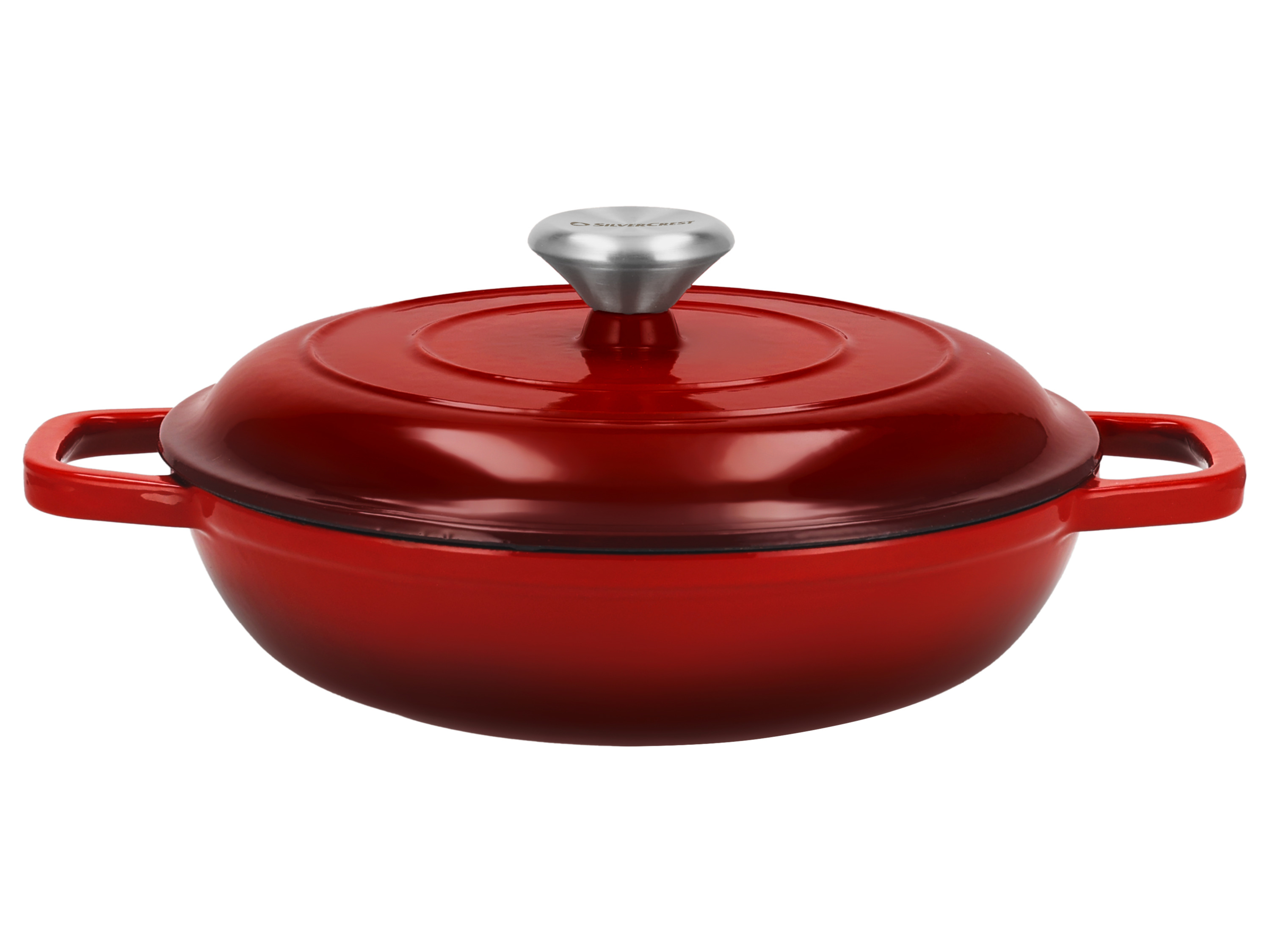 SILVERCREST® Żeliwna patelnia do serwowania Premium, Ø 25 cm (Czerwony)