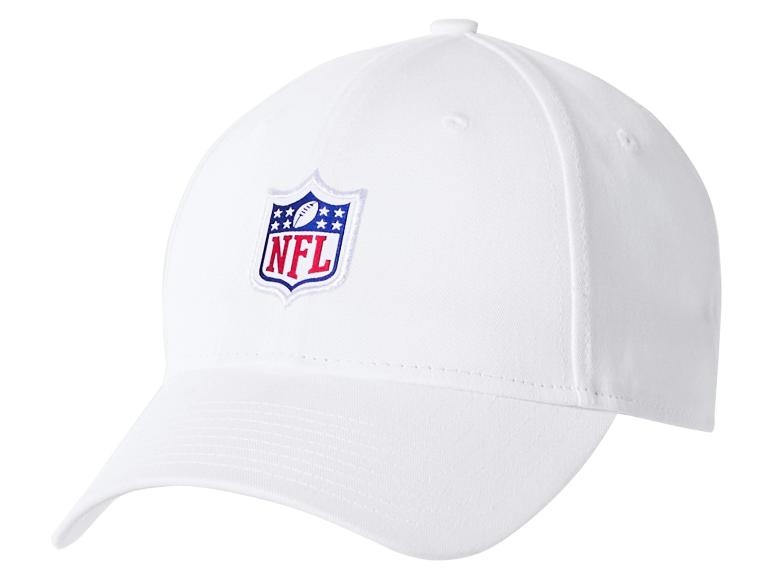 Biała czapka z daszkiem z haftowanym logo NFL z przodu