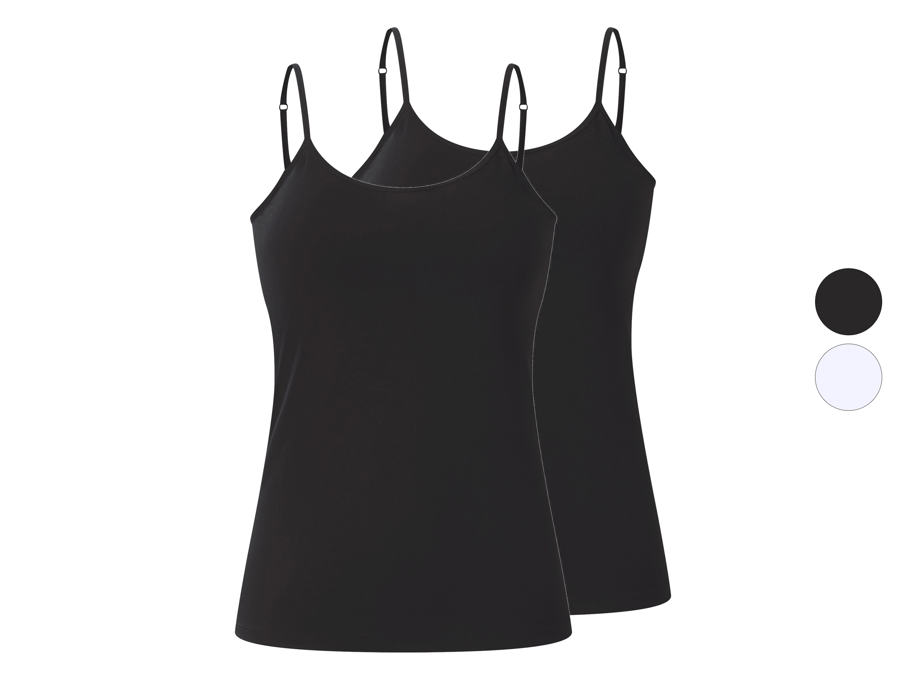 esmara® Topy damskie z bawełną na cienkich ramiączkach, 2 sztuki