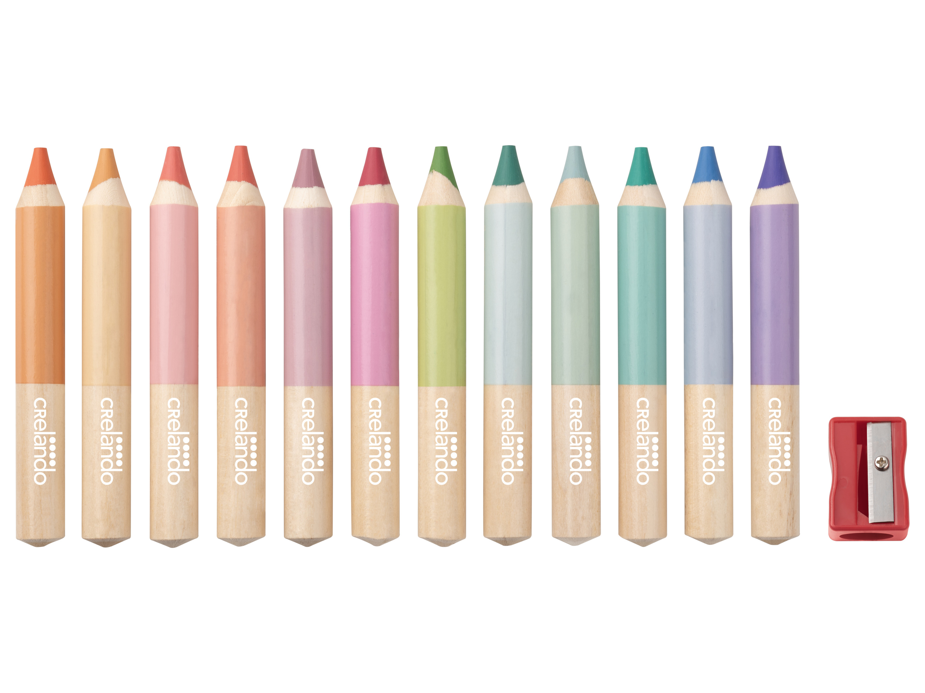 CRELANDO® Kredki 3 w 1, 12 sztuk (Pastelowy)