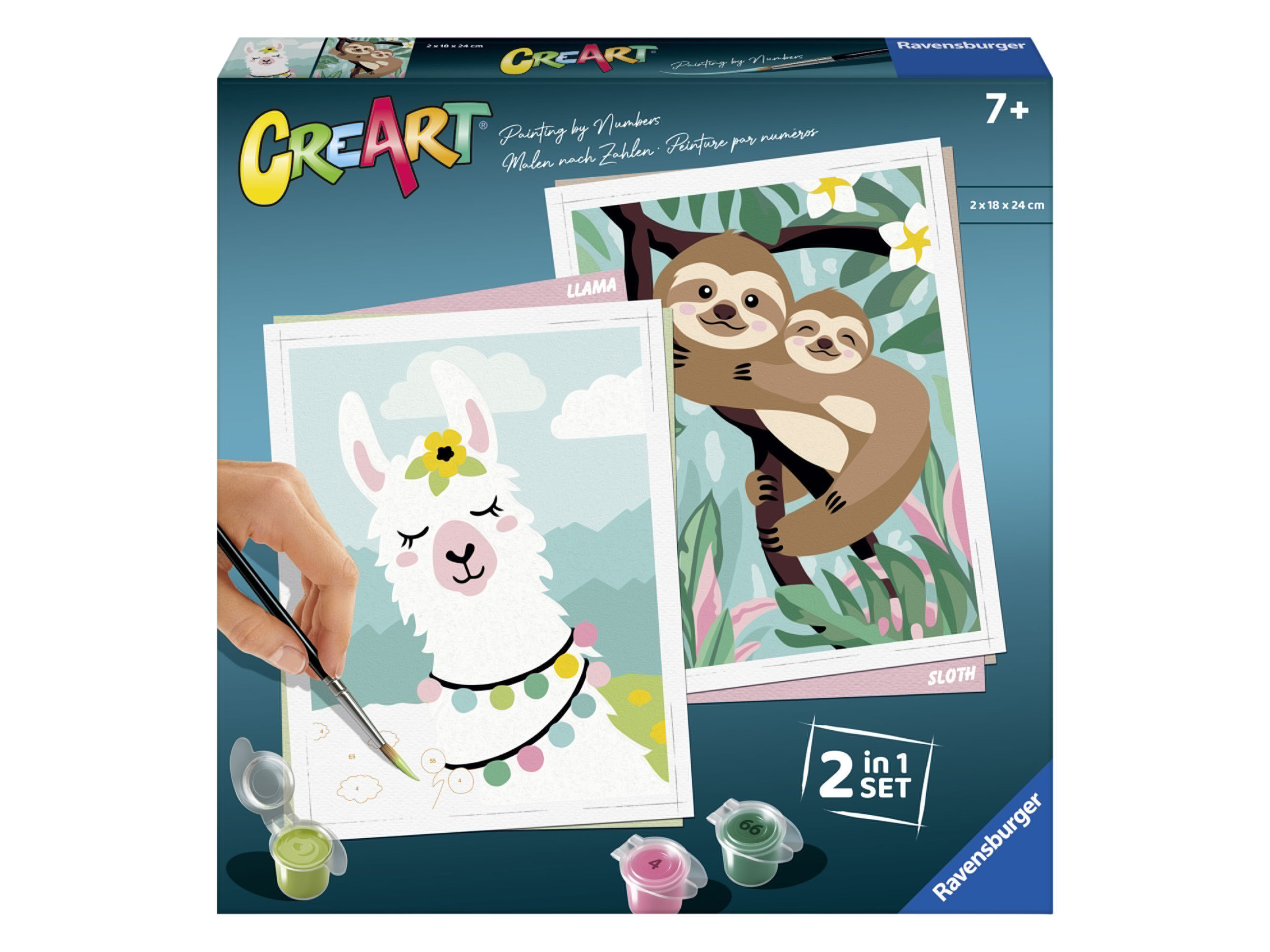 RAVENSBURGER Zestaw malarski „Malowanie po numerach” (Llama i leniwiec)