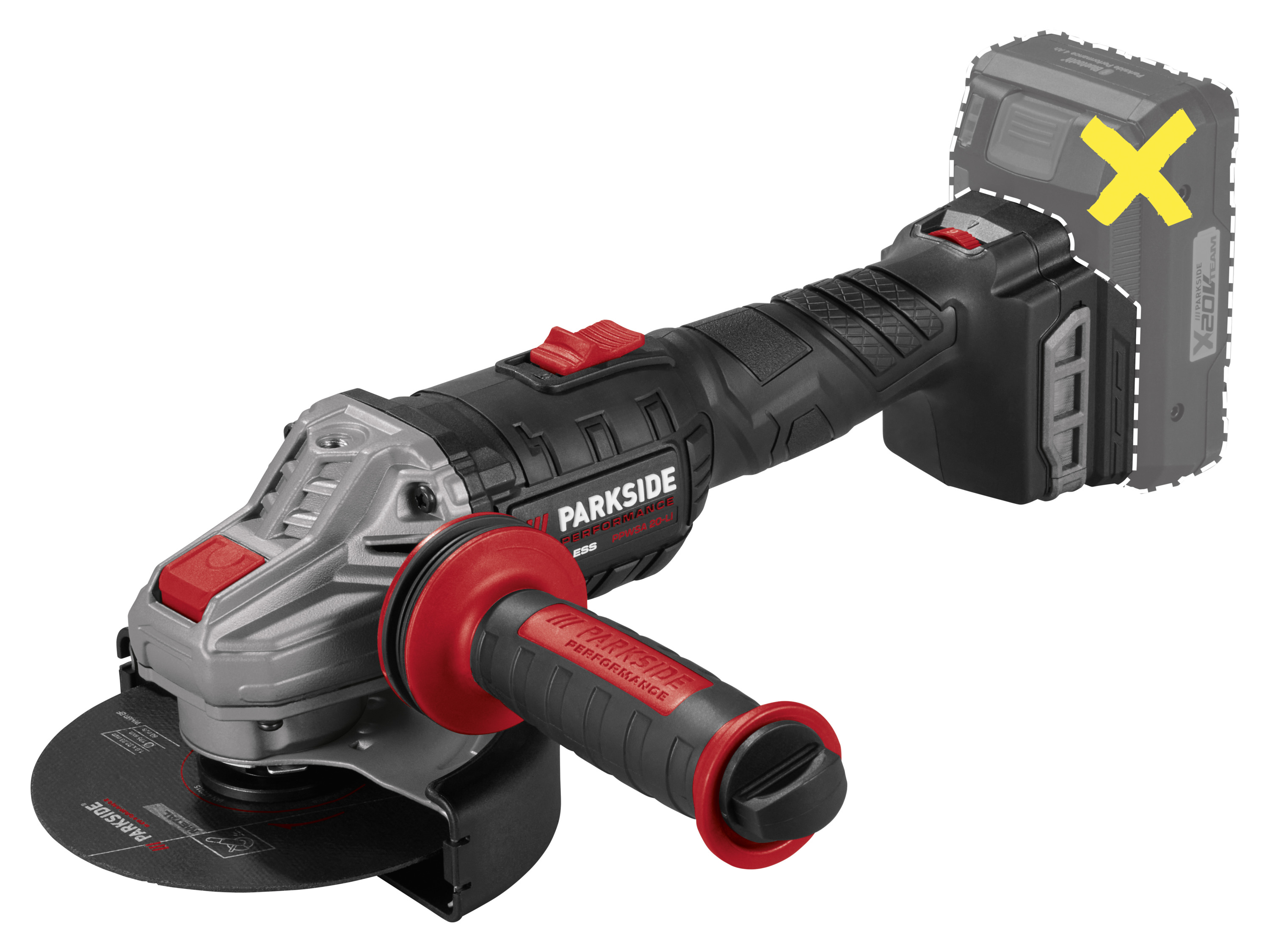PARKSIDE PERFORMANCE® Akumulatorowa szlifierka kątowa 20 V, PPWSA 20-Li A1 (bez akumulatora i ładowarki)