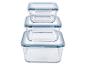 SILVERCREST® Zestaw szklanych pojemników do przechowywania żywności (Kwadratowe, 3 sztuki)