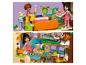 Zestaw Lego Friends z dwupiętrowym domkiem, dwiema figurkami, pianinem, pączkami i psem.