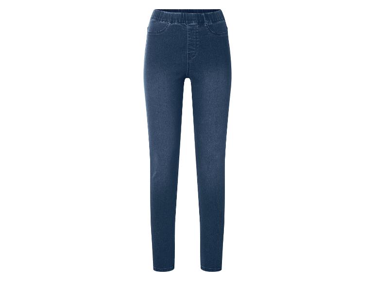 Ciemnoniebieskie damskie jeansy stretch z elastycznym pasem