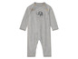 Szary, dzianinowy kombinezon z nadrukiem słonia dla niemowląt.