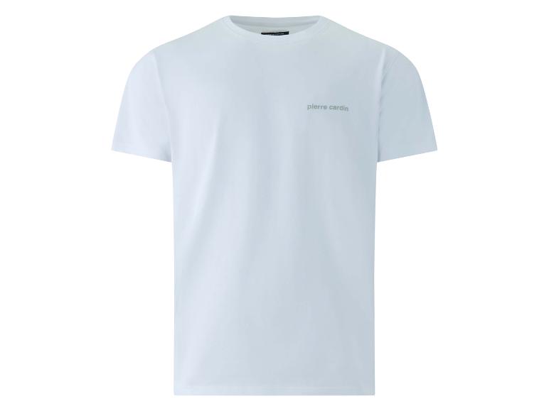 Męski gładki biały T-shirt z małym logo na piersi.