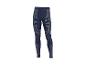 Ciemnoniebieskie legginsy sportowe z szarymi wzorami w paski.