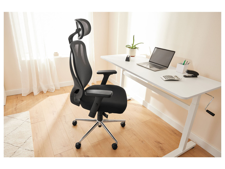 Pełny ekran: LIVARNO home Krzesło obrotowe, z regulowanym zagłówkiem, czarne - zdjęcie 2