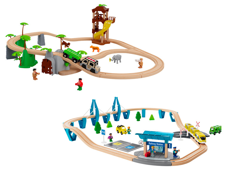 Pełny ekran: Playtive Drewniana kolejka Dżungla lub Stacja kolejowa - zdjęcie 1