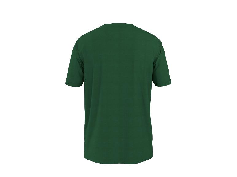 Męski ciemnozielony T-shirt z krótkim rękawem, widok z tyłu