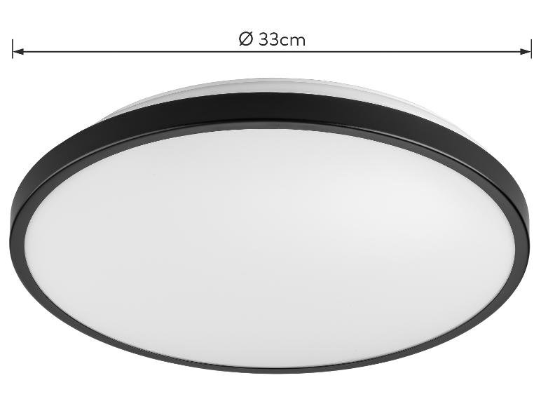 Okrągła czarno-biała lampa sufitowa LED, o średnicy 33 cm