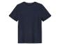 Granatowy T-shirt z krótkim rękawem.